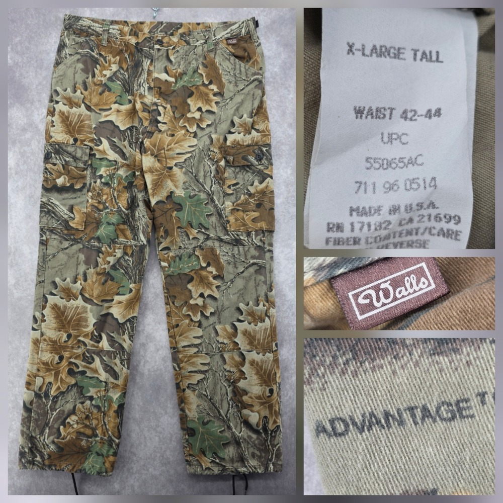 Vtg Camo Cargo Pants Mens XL Tall 41x33 Walls Advantage Timber Waist Made in USA